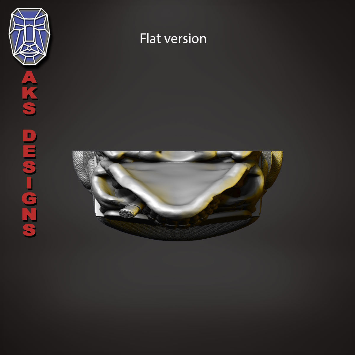 Gangster skull version 2 Bas relief wall decoration 3D print model_19