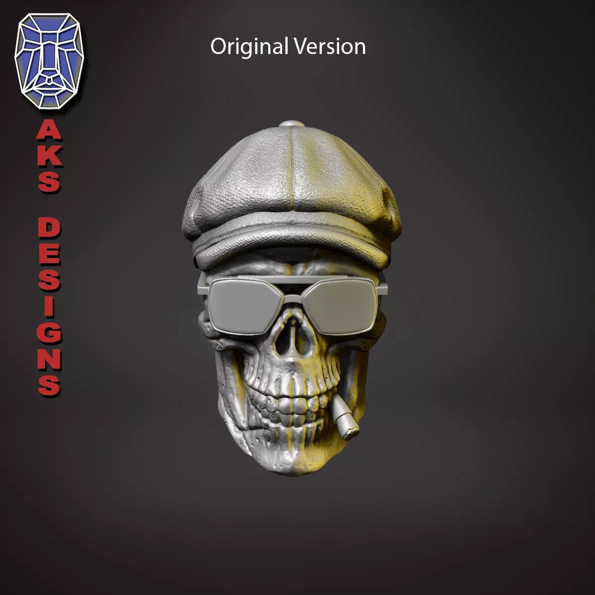 Gangster skull version 2 Bas relief wall decoration 3D print model_0