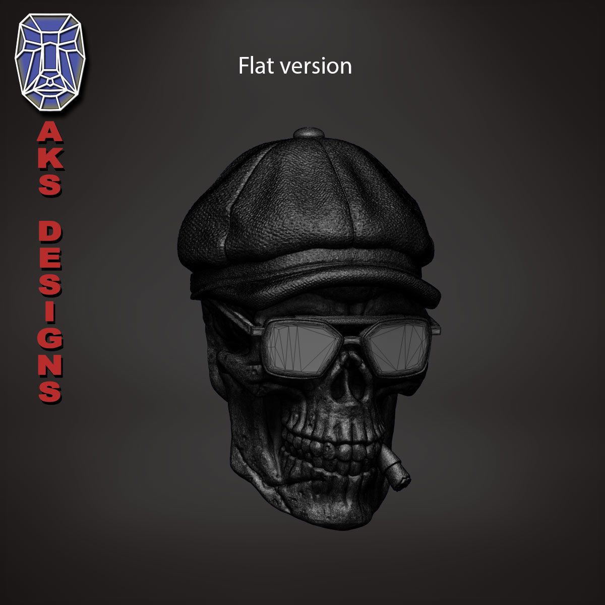 Gangster skull version 2 Bas relief wall decoration 3D print model_21