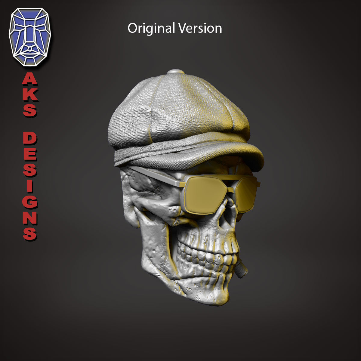 Gangster skull version 2 Bas relief wall decoration 3D print model_5