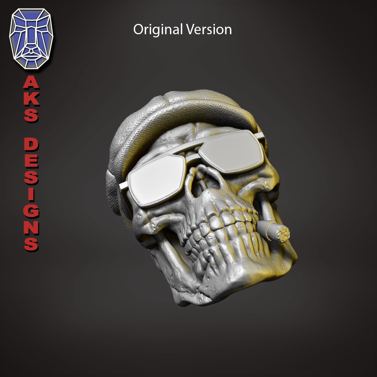 Gangster skull version 2 Bas relief wall decoration 3D print model_7