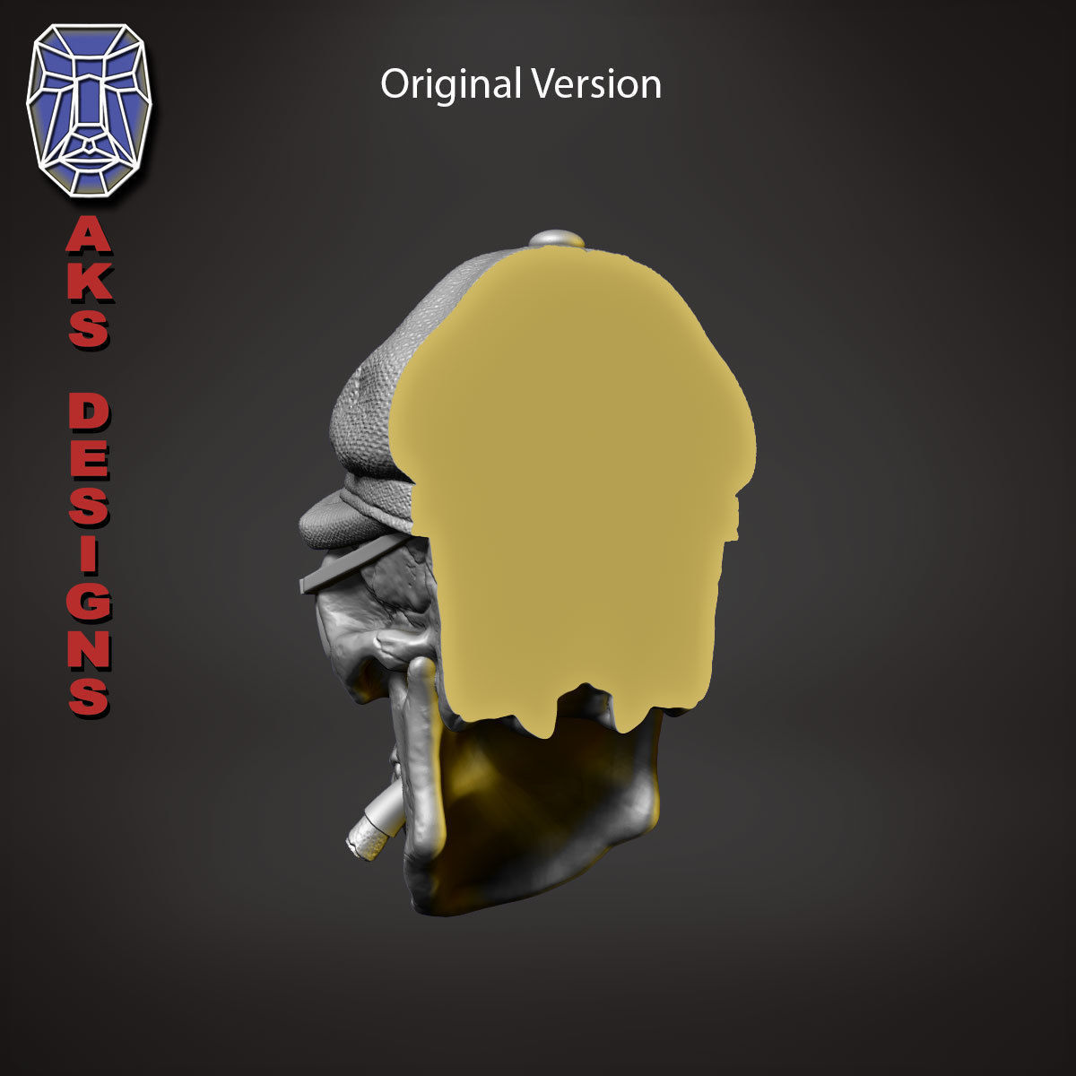 Gangster skull version 2 Bas relief wall decoration 3D print model_3