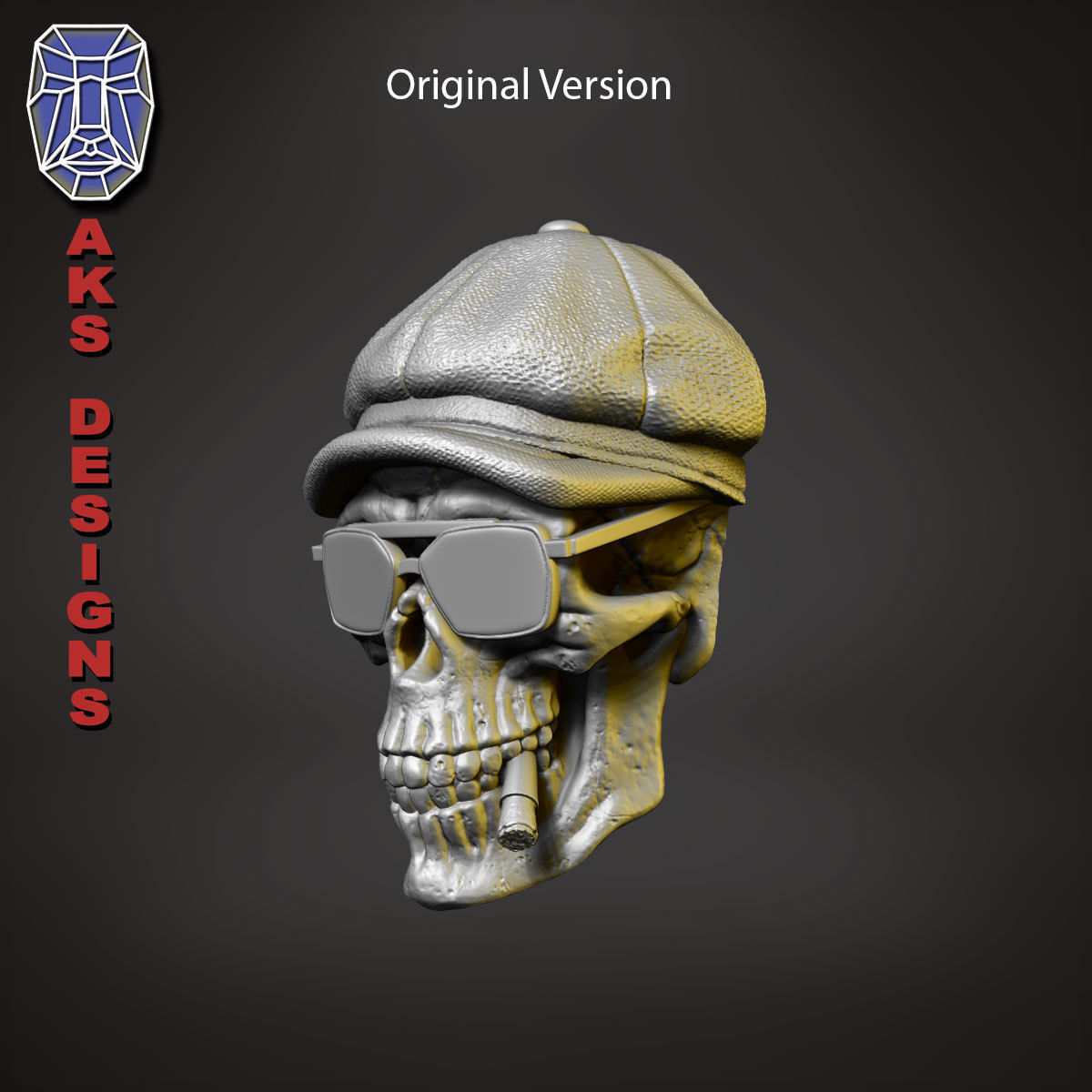 Gangster skull version 2 Bas relief wall decoration 3D print model_1