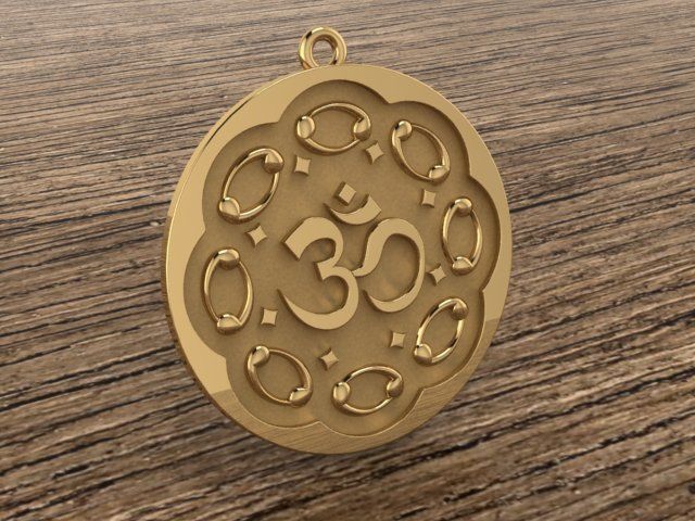 Pendant gold with om symbol 3D print model_1