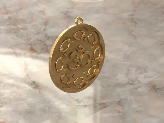 Pendant gold with om symbol 3D print model_0