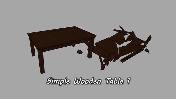 Simple Wooden Table 1 Low-poly 3D model