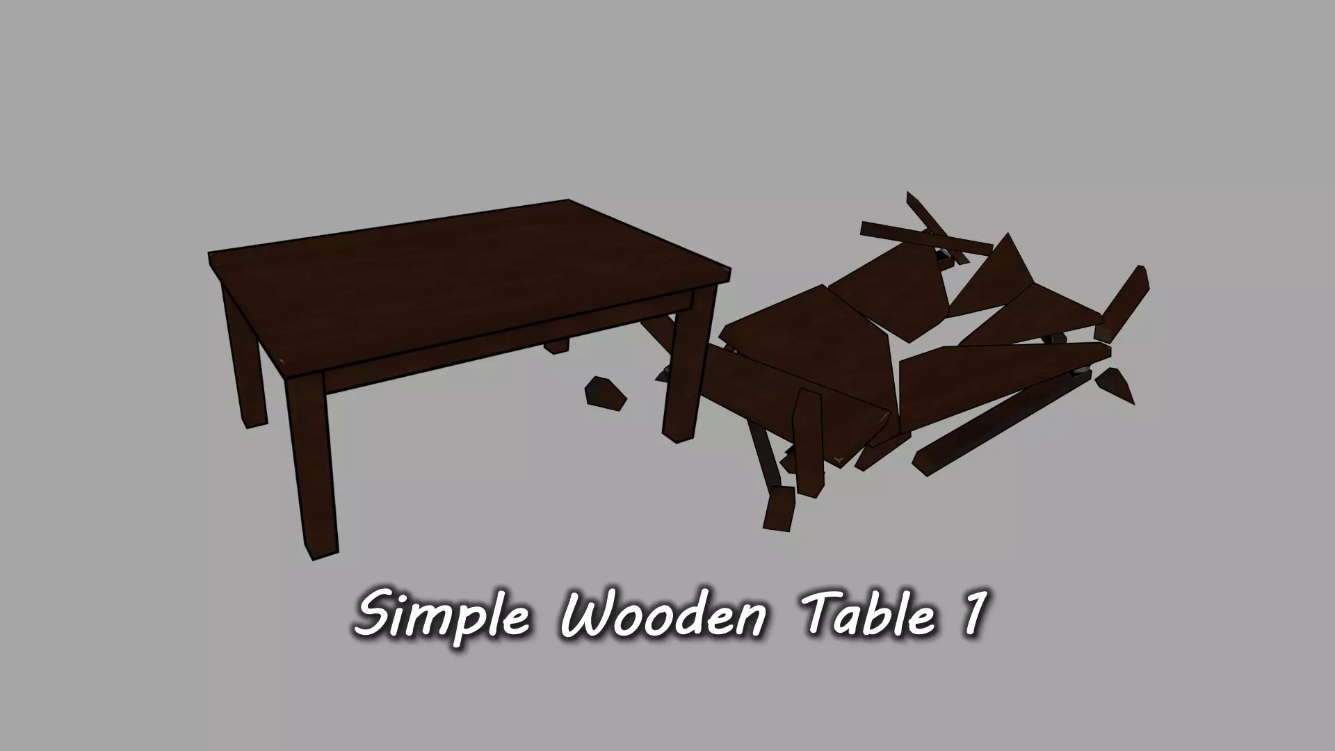 Simple Wooden Table 1 Low-poly 3D model_0