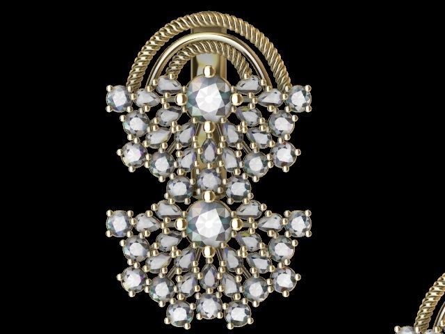 Double fan earrings pendant set stl verified  3D print model_3