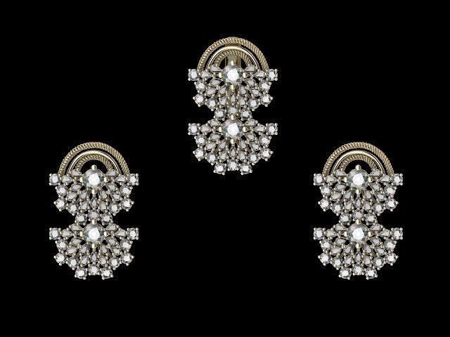 Double fan earrings pendant set stl verified  3D print model