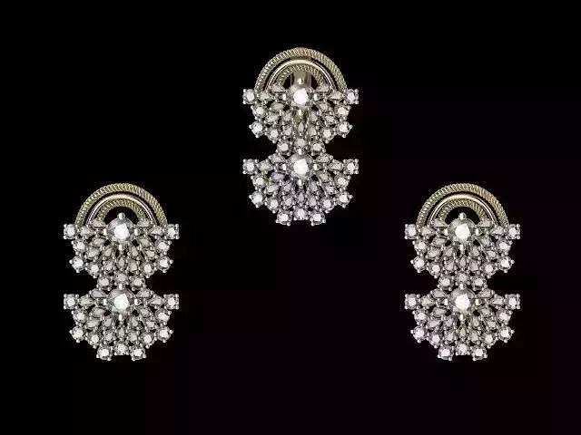 Double fan earrings pendant set stl verified 