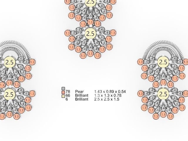 Double fan earrings pendant set stl verified  3D print model_17