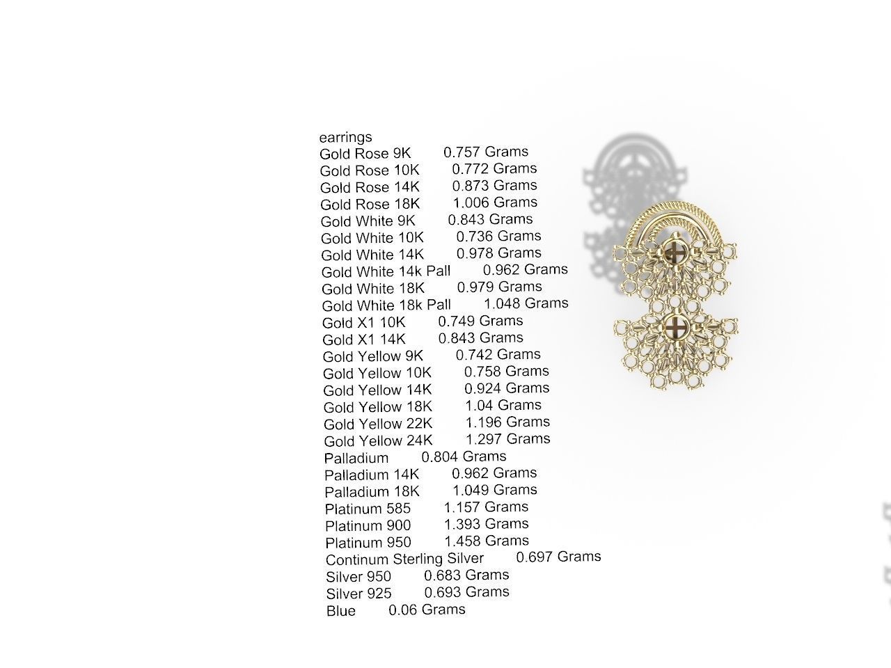 Double fan earrings pendant set stl verified  3D print model_18