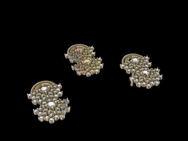 Double fan earrings pendant set stl verified  3D print model_9