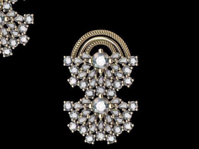 Double fan earrings pendant set stl verified  3D print model_1