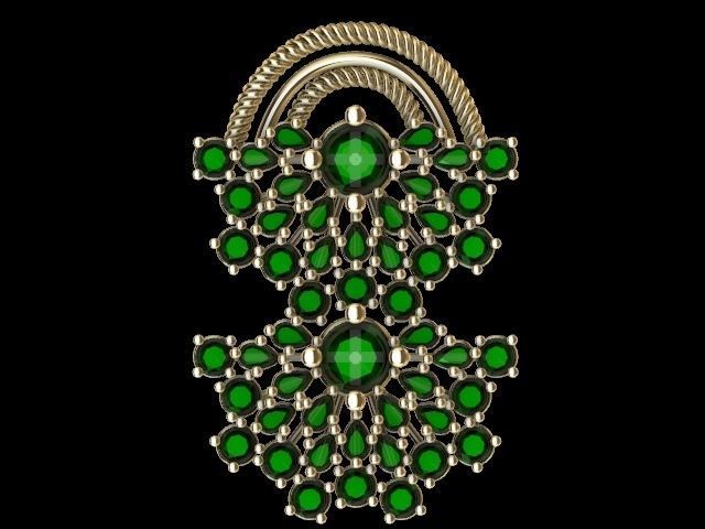 Double fan earrings pendant set stl verified  3D print model_13