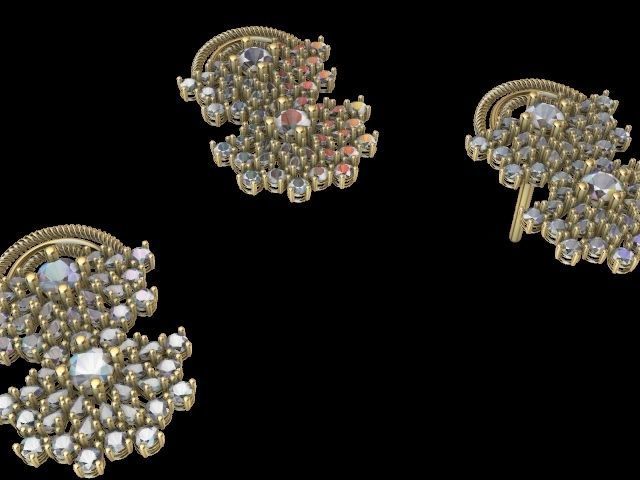 Double fan earrings pendant set stl verified  3D print model_10