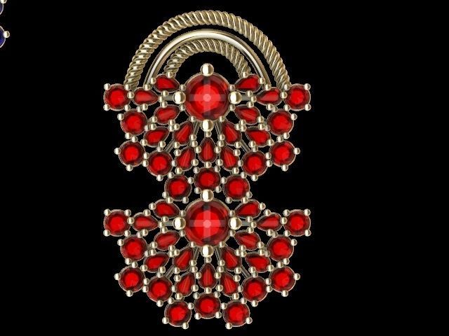 Double fan earrings pendant set stl verified  3D print model_14