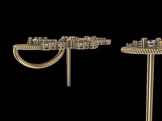 Double fan earrings pendant set stl verified  3D print model_7