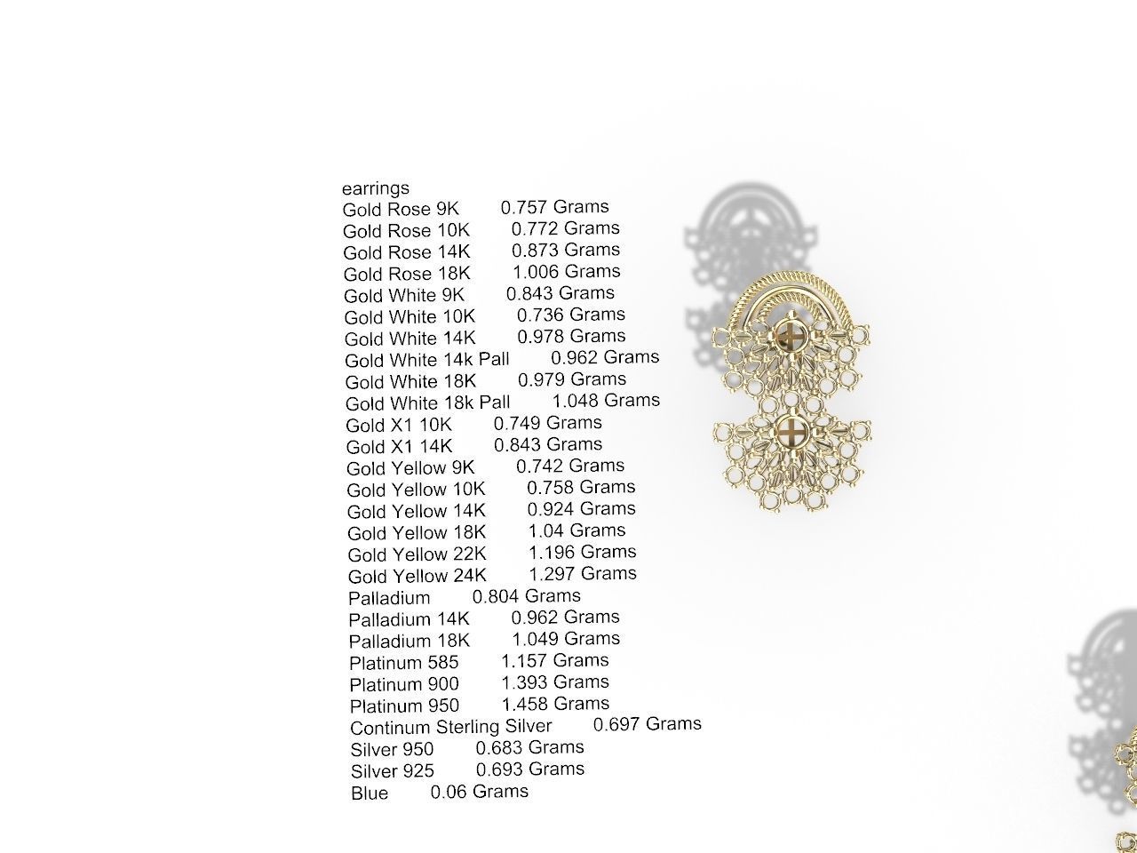 Double fan earrings pendant set stl verified  3D print model_5
