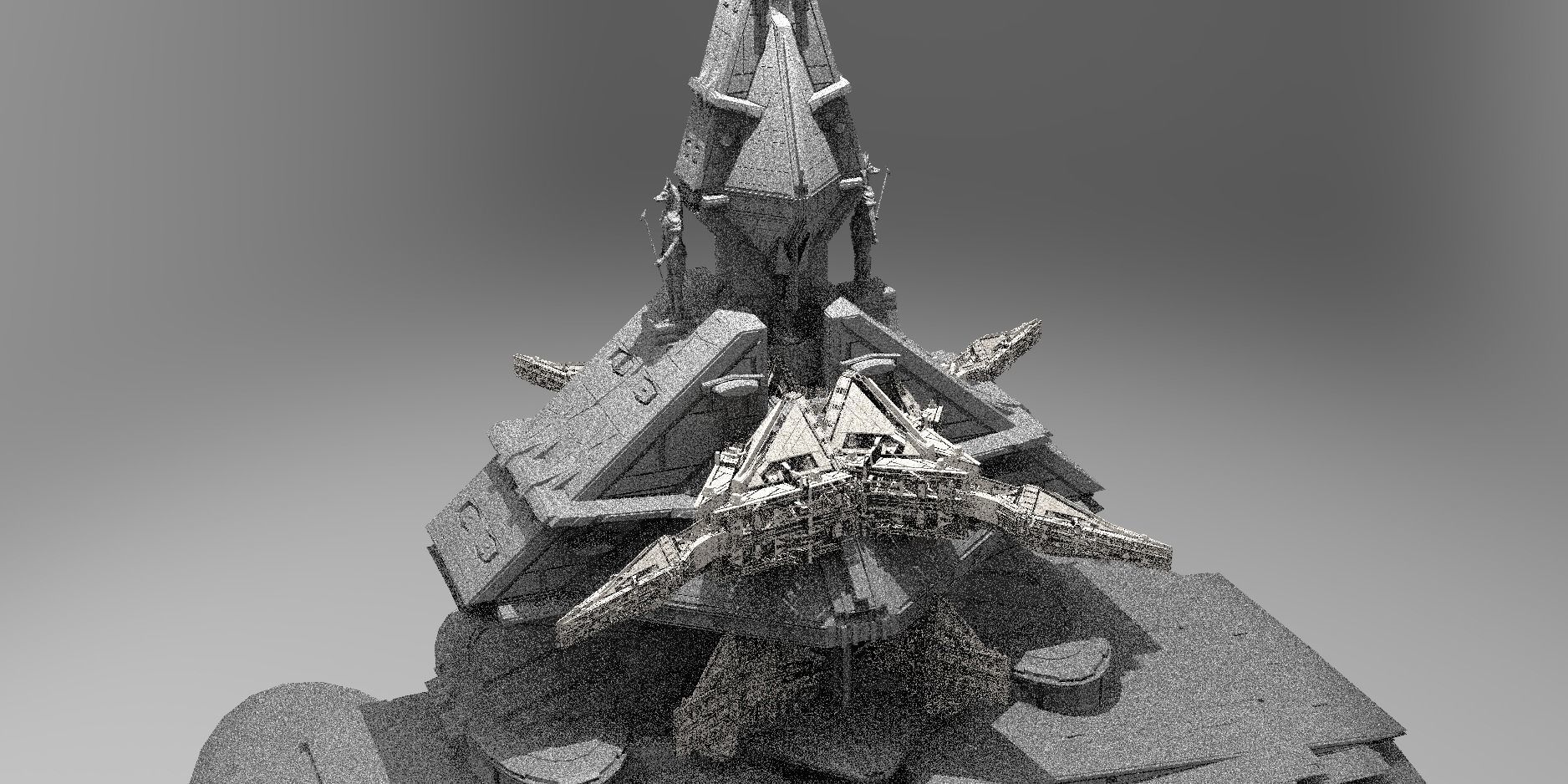 Ra Has Returned Sci-Fi City Tower ruin 10  3D model_1