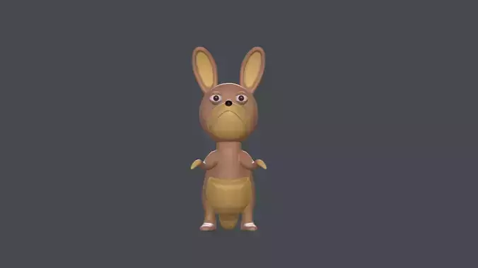 Kangaroo cartoon model Low-poly 3D model