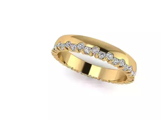 Ring-Ring gold wedding band with diamonds