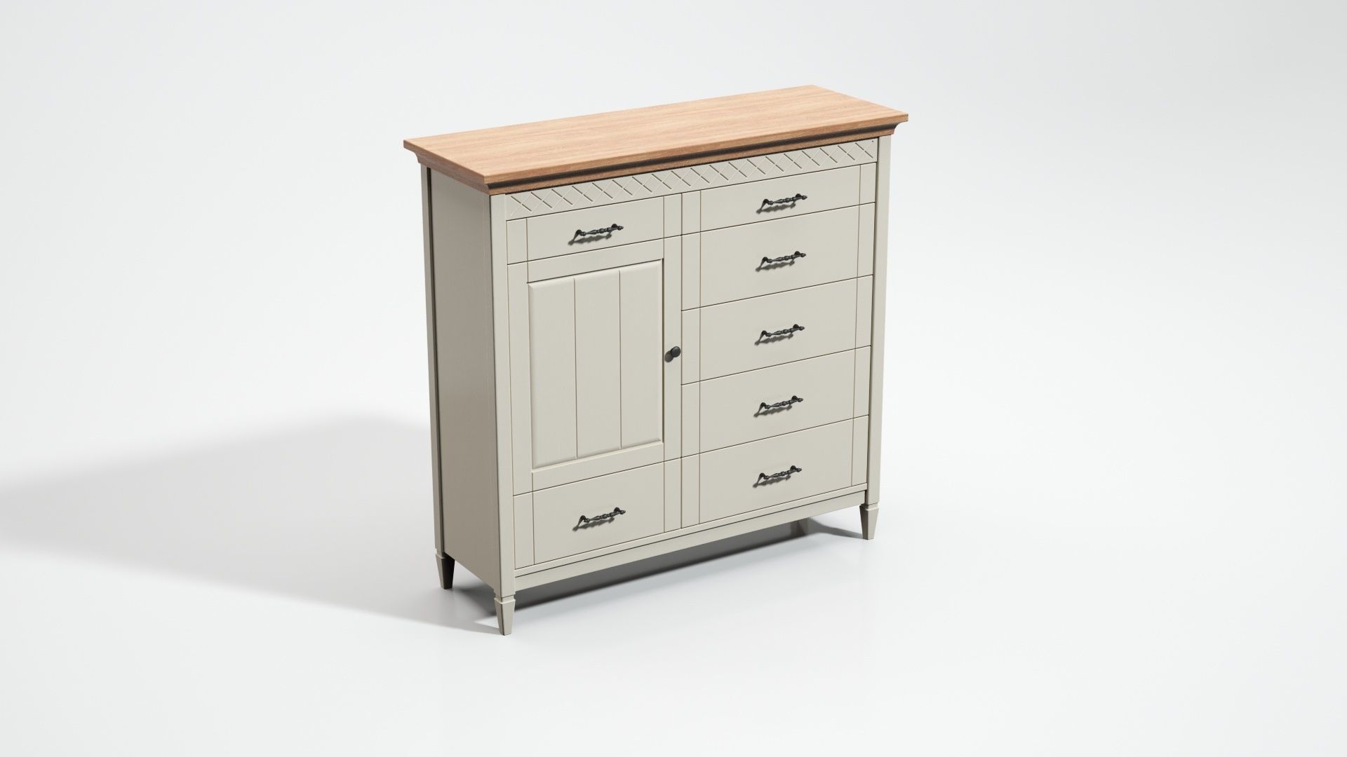 Dresser chest of drawers with wooden top 3D model_4