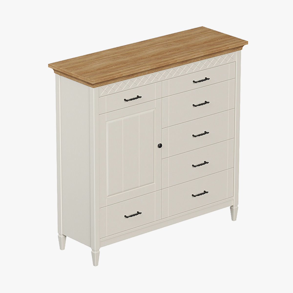 Dresser chest of drawers with wooden top 3D model_1