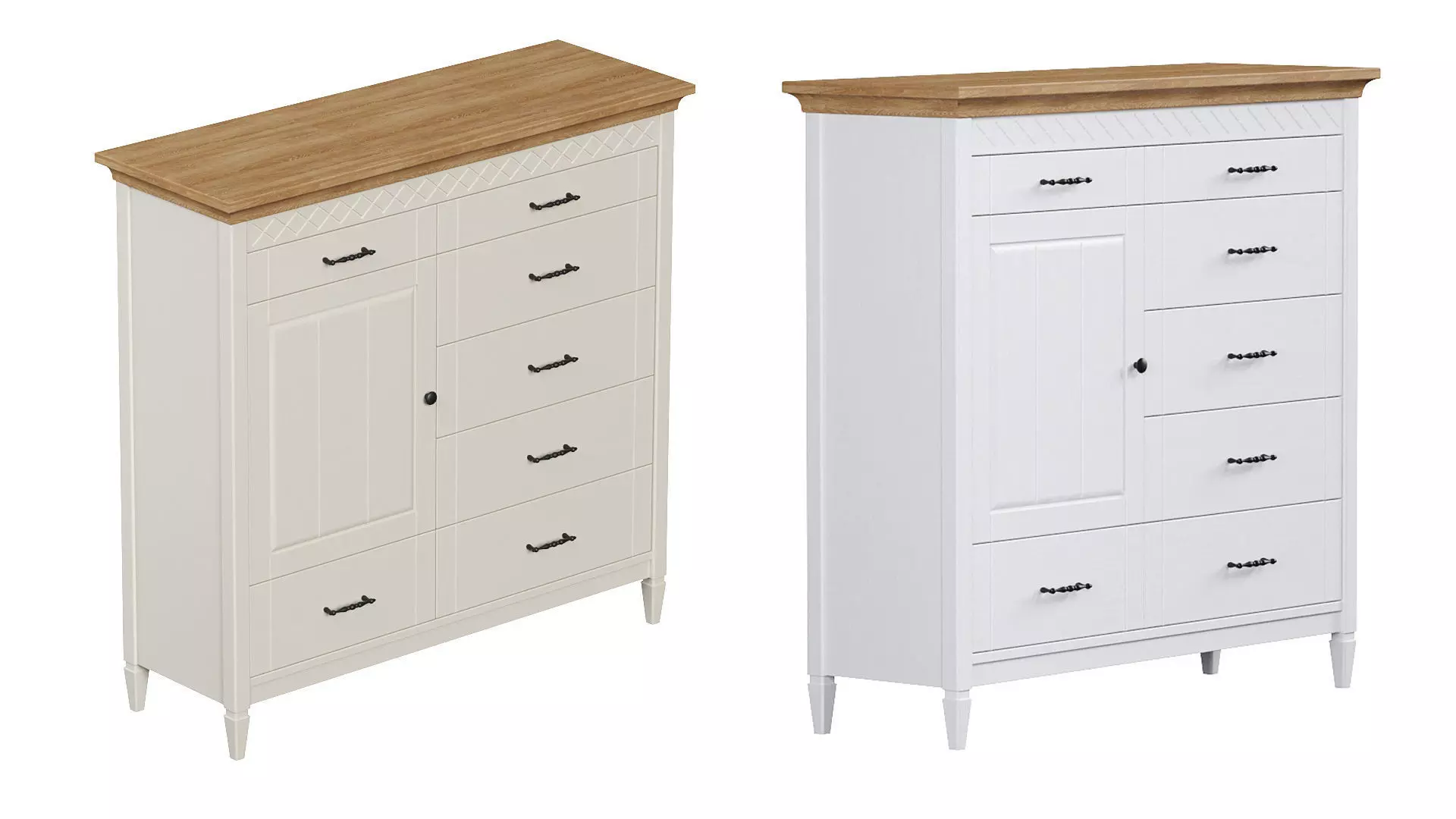 Dresser chest of drawers with wooden top 3D model_0