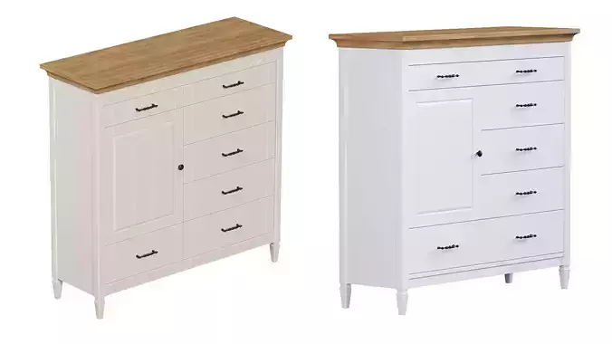 Dresser chest of drawers with wooden top