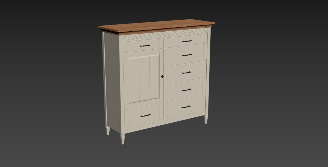 Dresser chest of drawers with wooden top 3D model_13