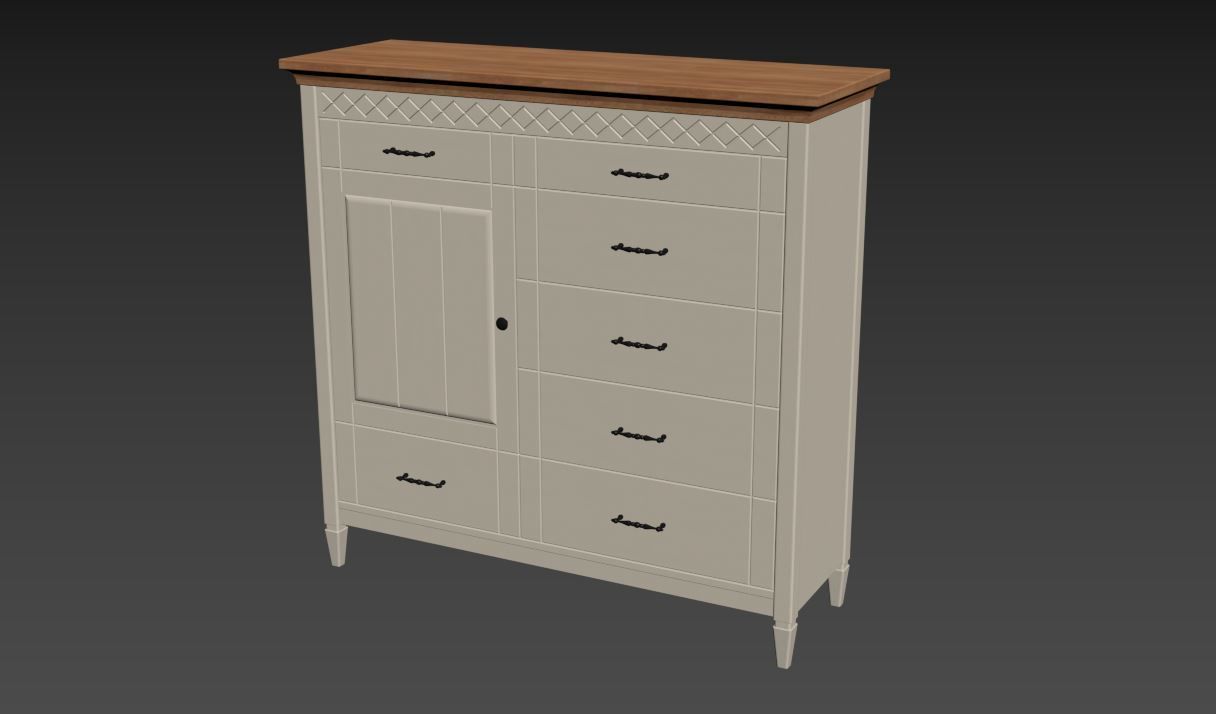 Dresser chest of drawers with wooden top 3D model_14