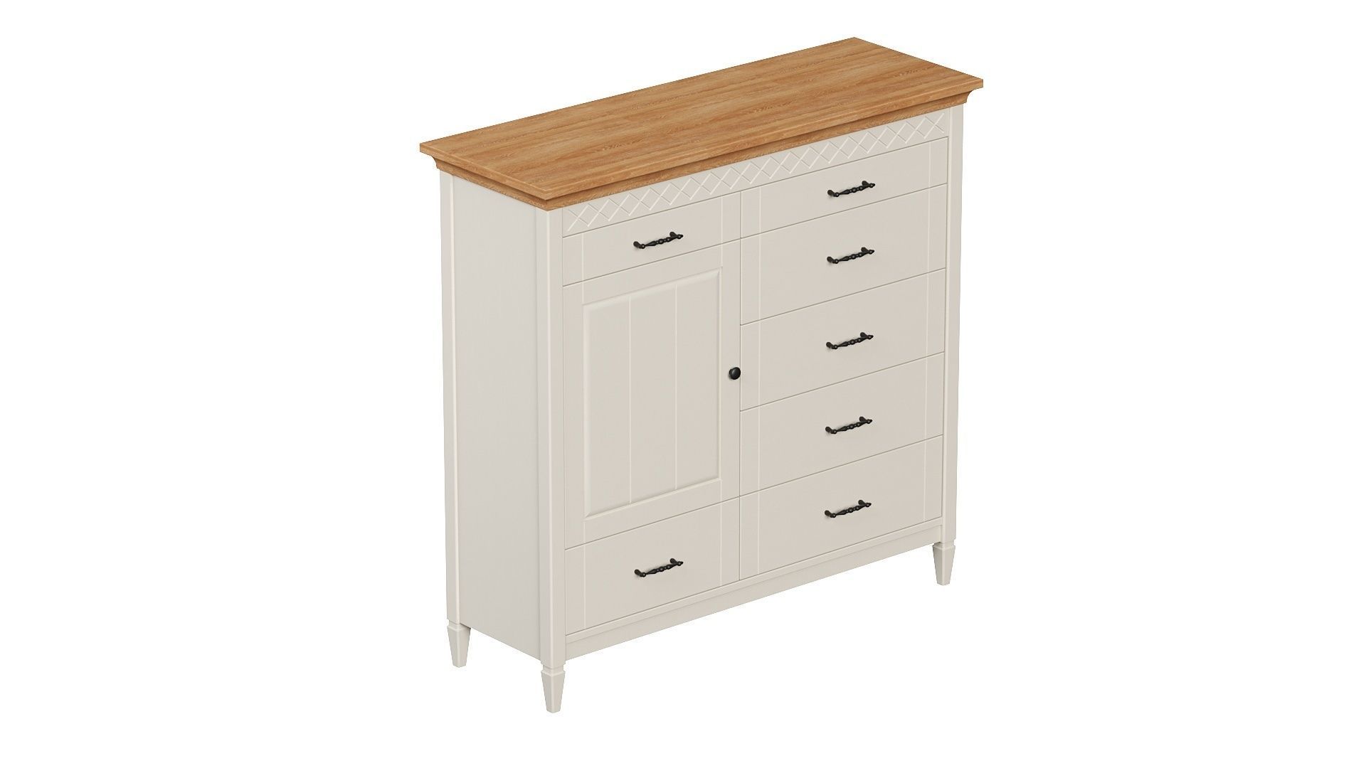 Dresser chest of drawers with wooden top 3D model_7