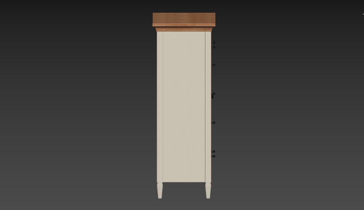 Dresser chest of drawers with wooden top 3D model_12
