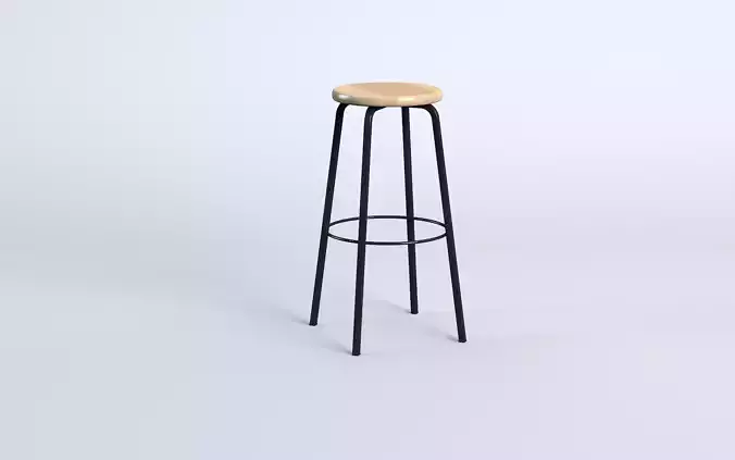 Stool with wooden seat