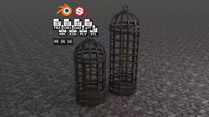 Medieval Cages 2 low-poly PBR 