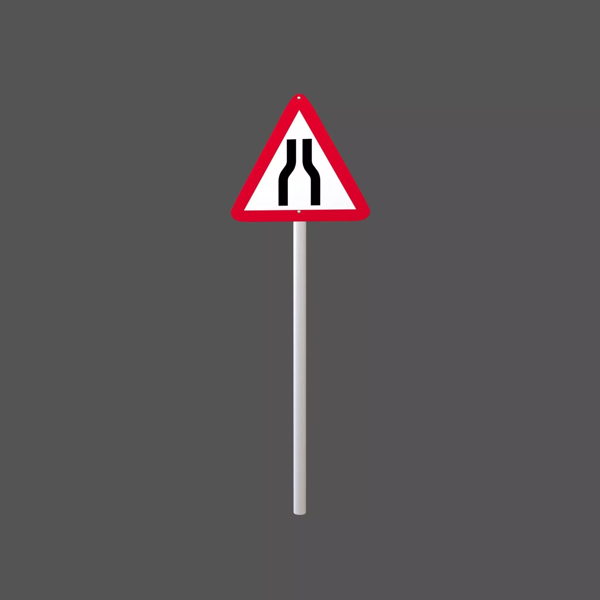 Hong Kong Road Narrows On Both Sides Sign V1 001 Low-poly 3D model_0
