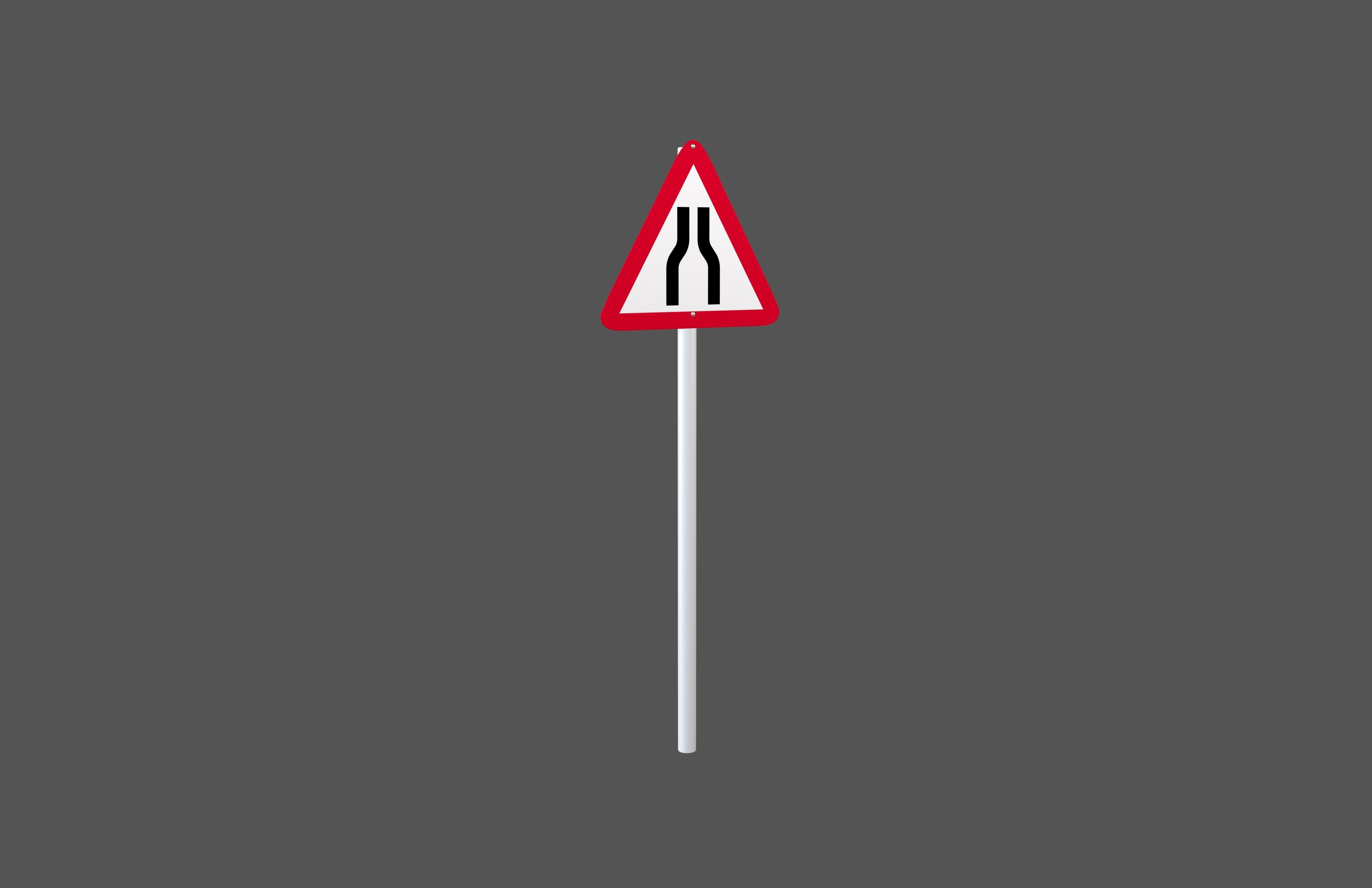 Hong Kong Road Narrows On Both Sides Sign V1 001 Low-poly 3D model_1