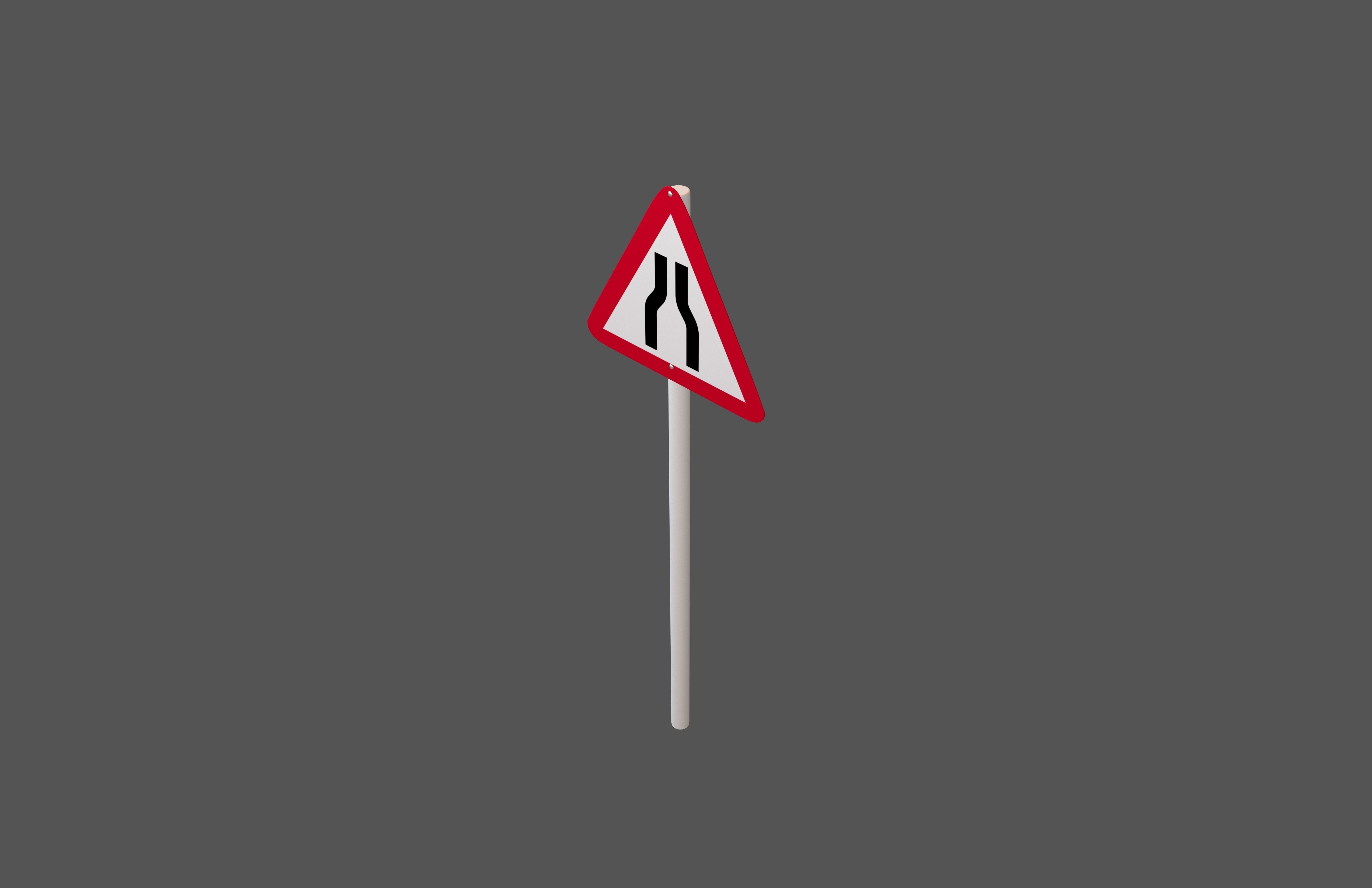 Hong Kong Road Narrows On Both Sides Sign V1 001 Low-poly 3D model_2