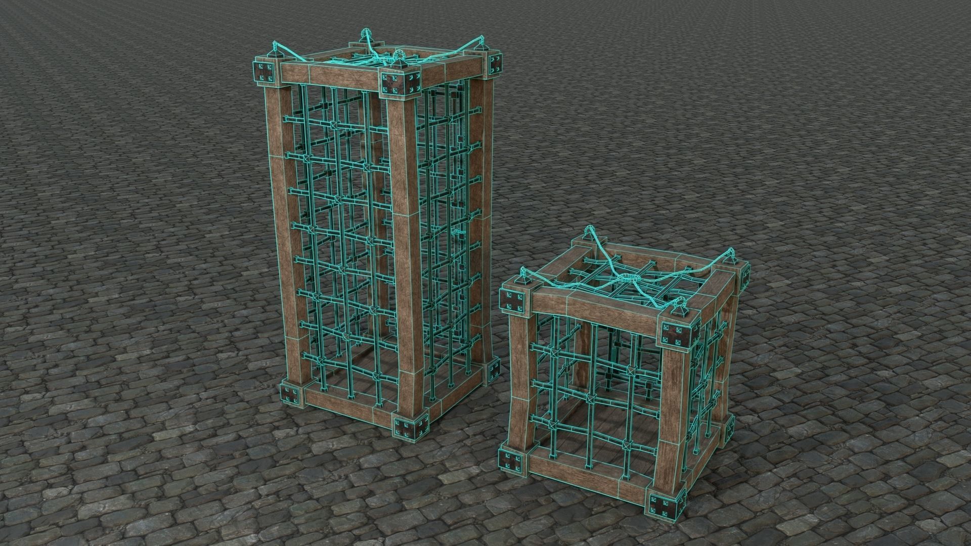 Medieval Cages 1 low-poly PBR  Low-poly 3D model_8
