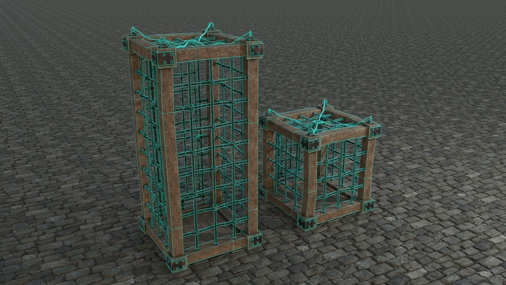 Medieval Cages 1 low-poly PBR  Low-poly 3D model_4