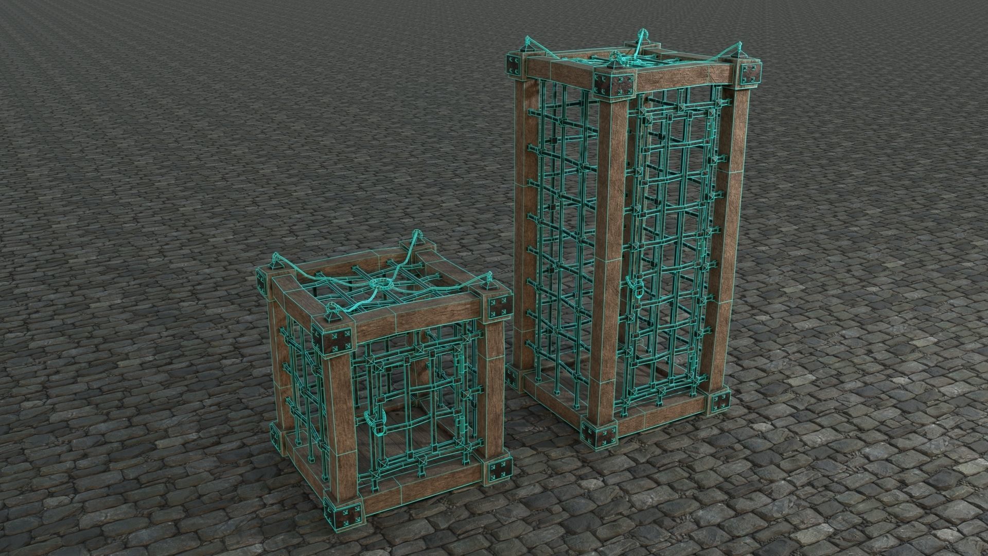 Medieval Cages 1 low-poly PBR  Low-poly 3D model_2