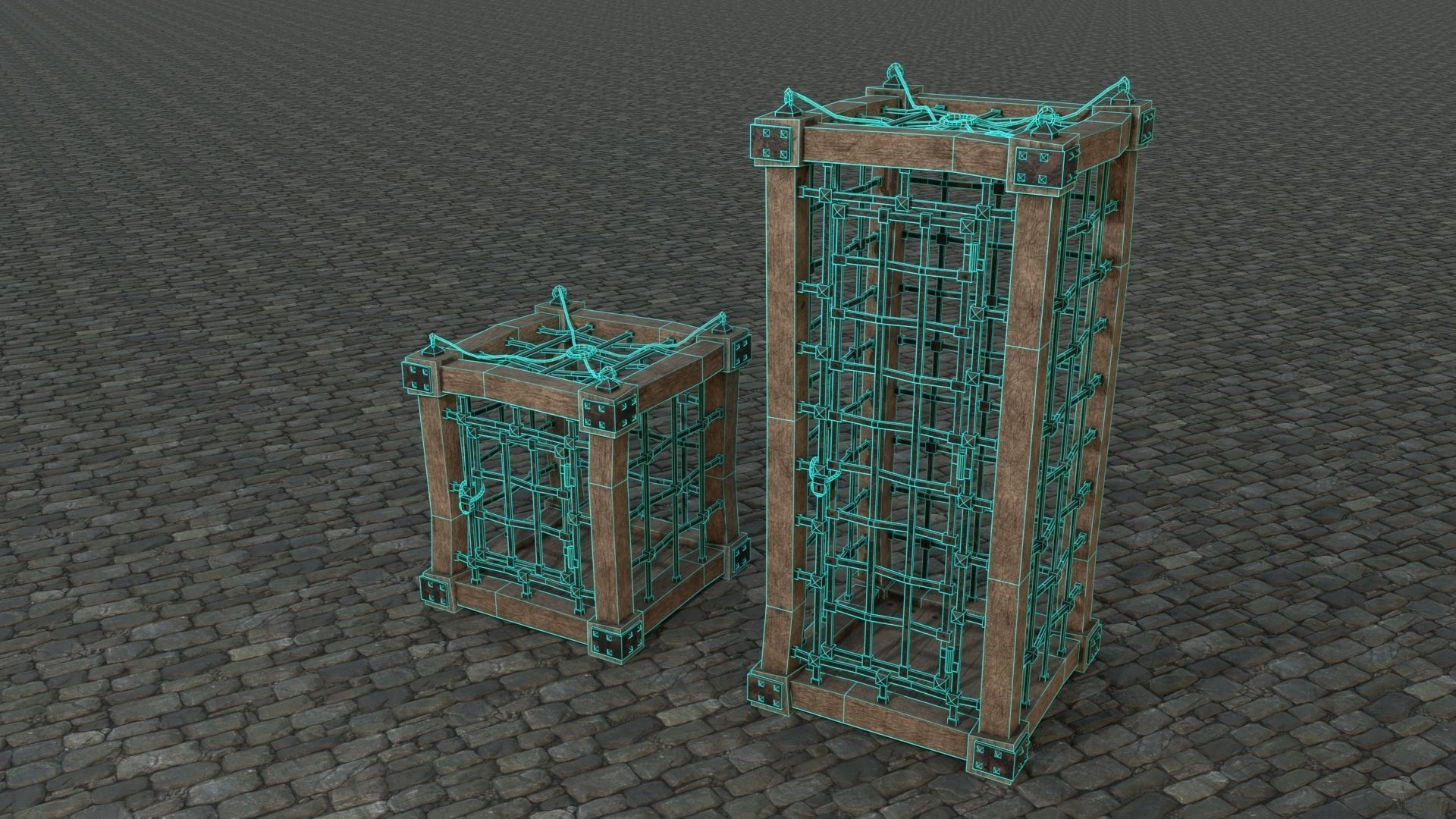 Medieval Cages 1 low-poly PBR  Low-poly 3D model_6