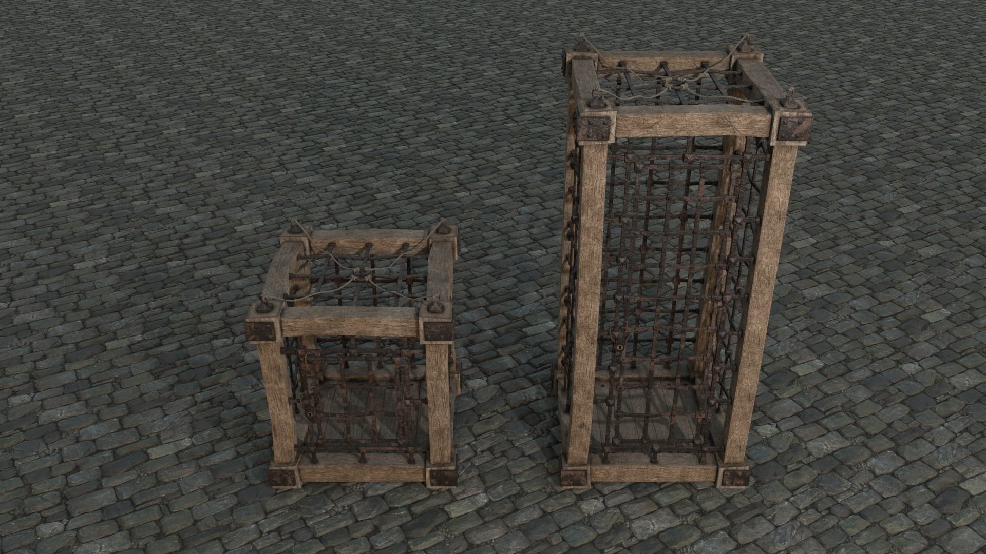 Medieval Cages 1 low-poly PBR  Low-poly 3D model_9