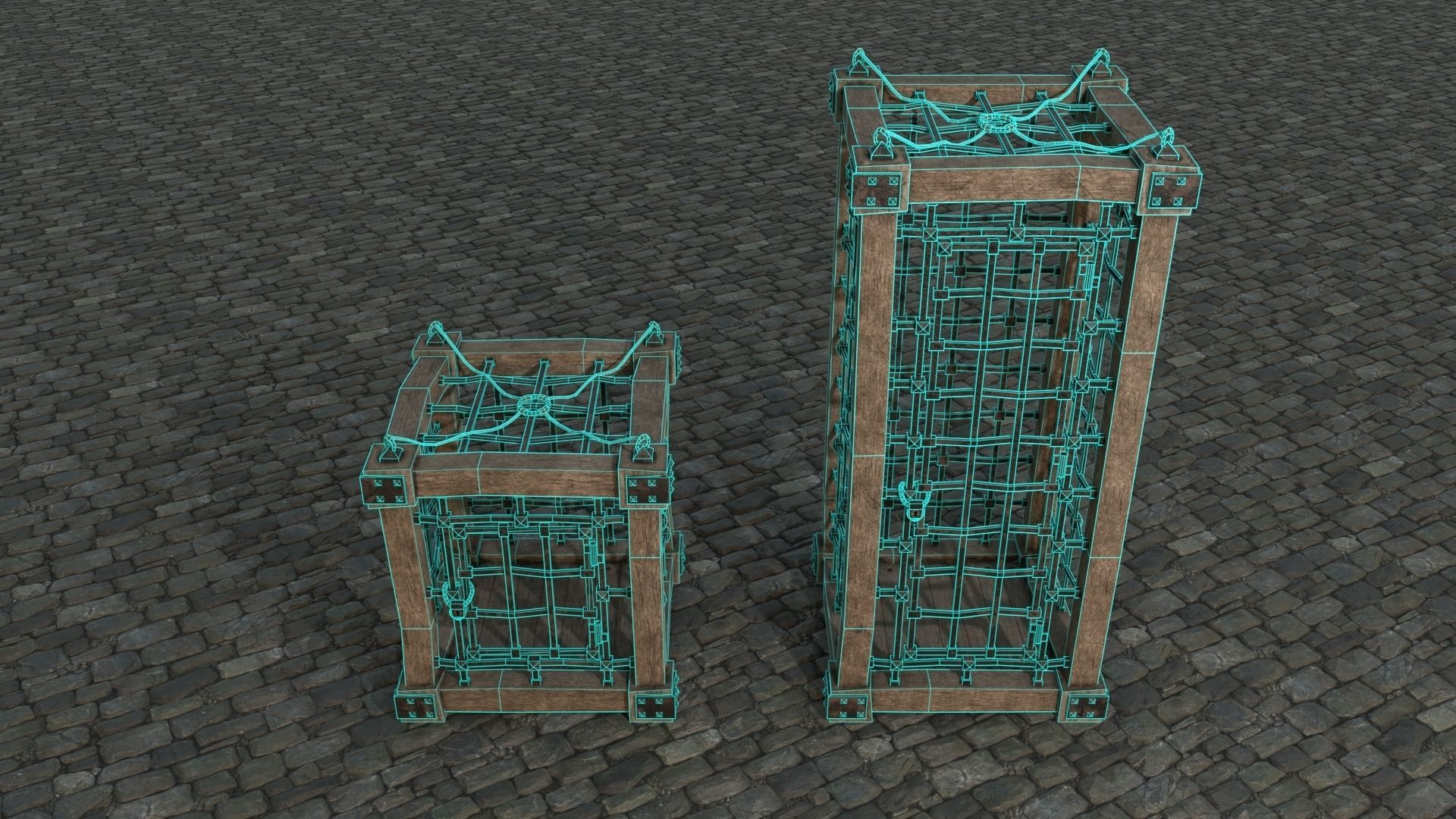 Medieval Cages 1 low-poly PBR  Low-poly 3D model_10