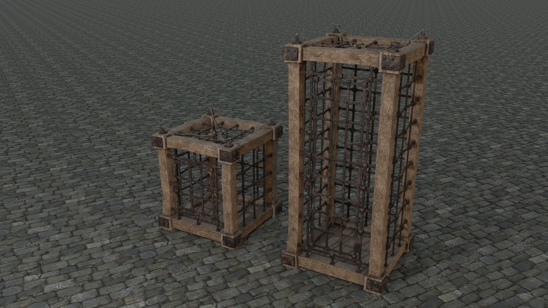 Medieval Cages 1 low-poly PBR  Low-poly 3D model_5