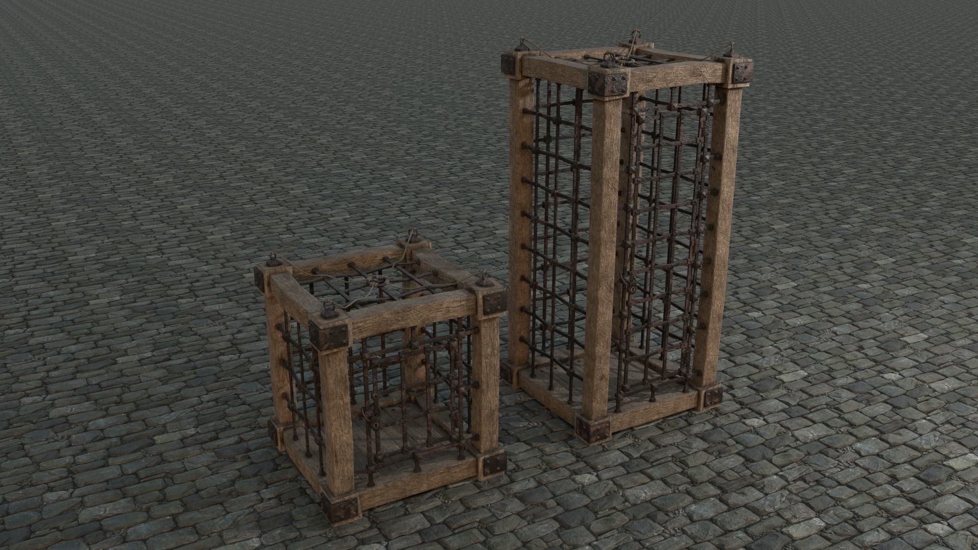 Medieval Cages 1 low-poly PBR  Low-poly 3D model_1