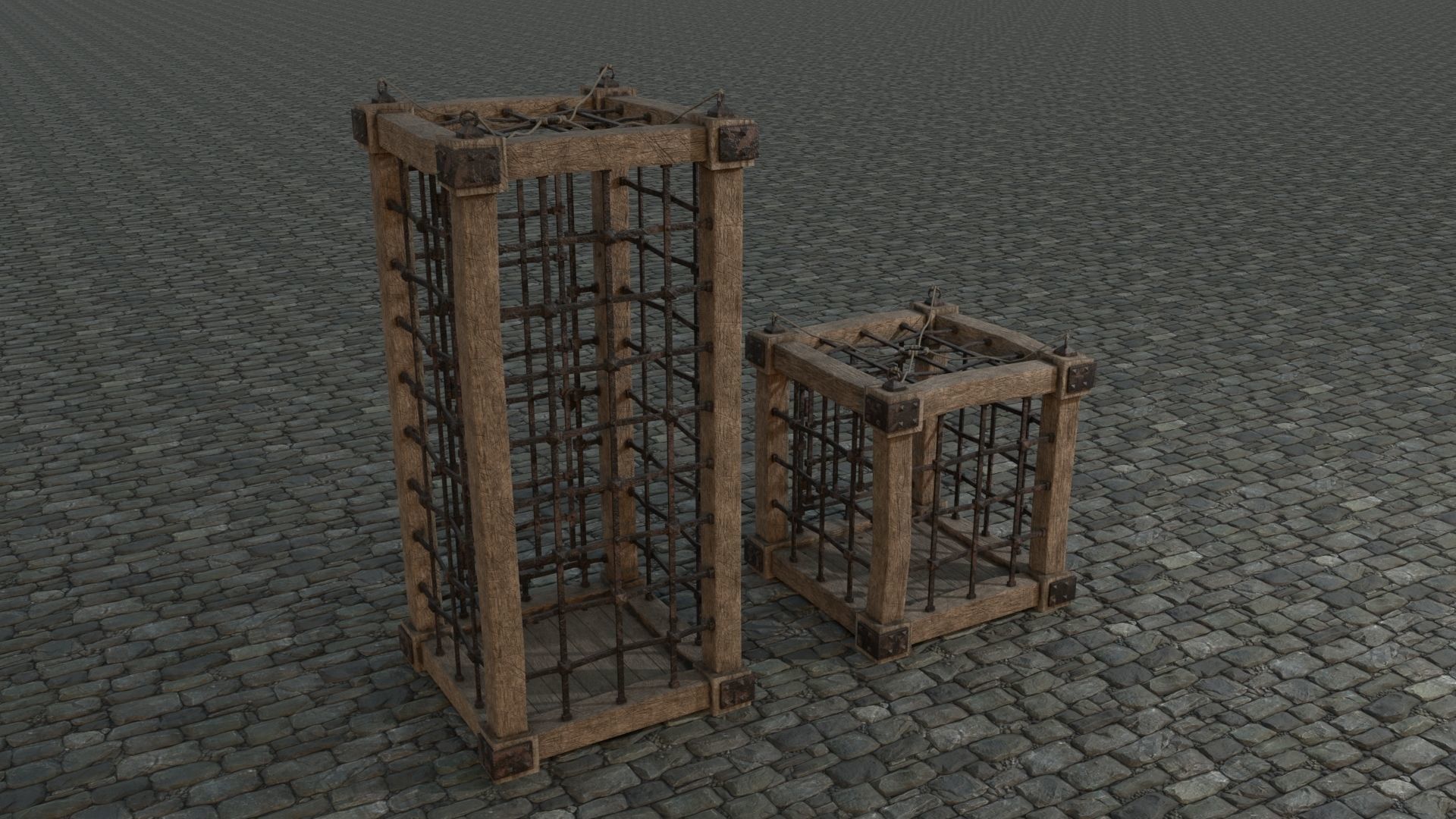 Medieval Cages 1 low-poly PBR  Low-poly 3D model_3