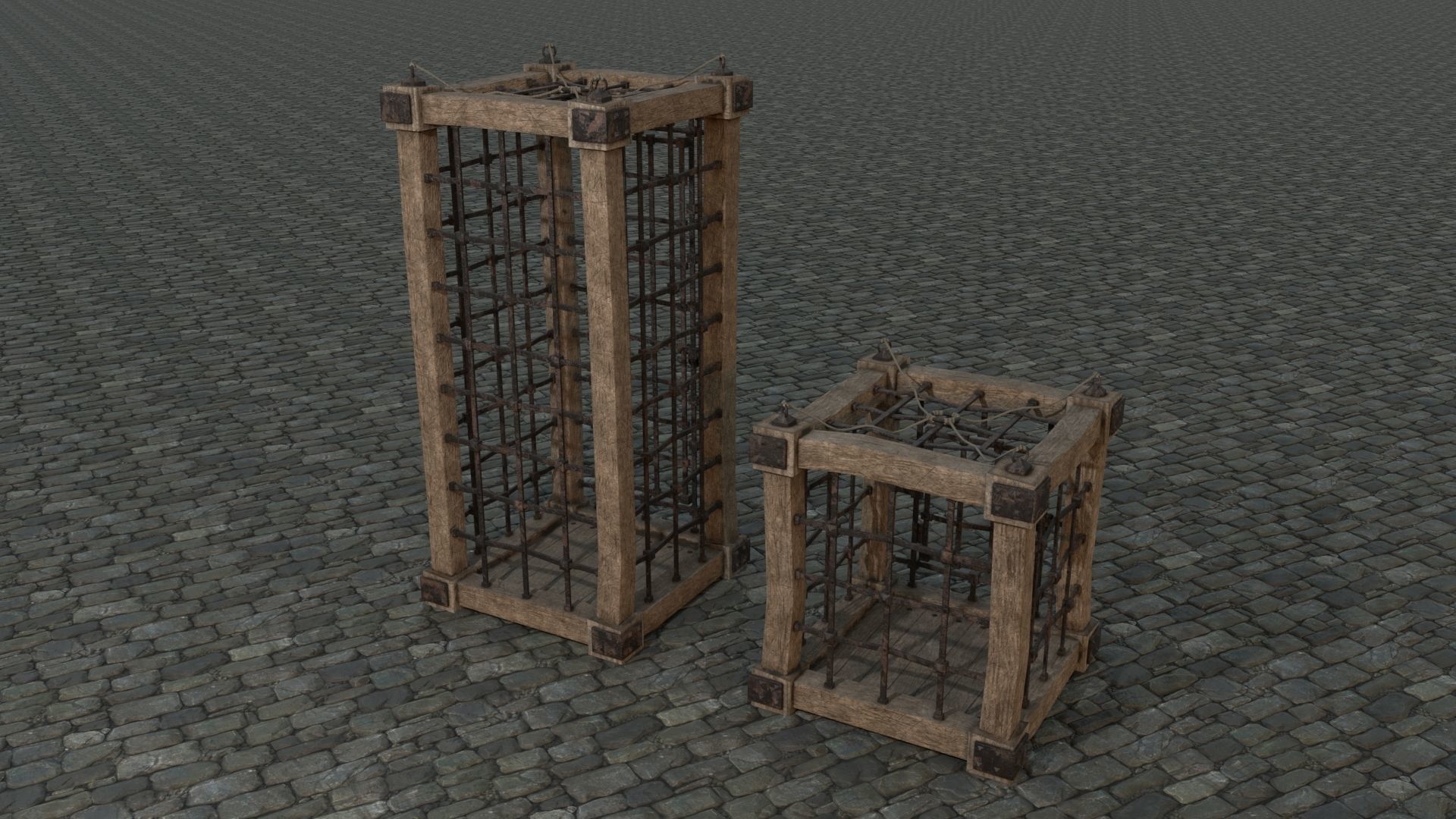 Medieval Cages 1 low-poly PBR  Low-poly 3D model_7