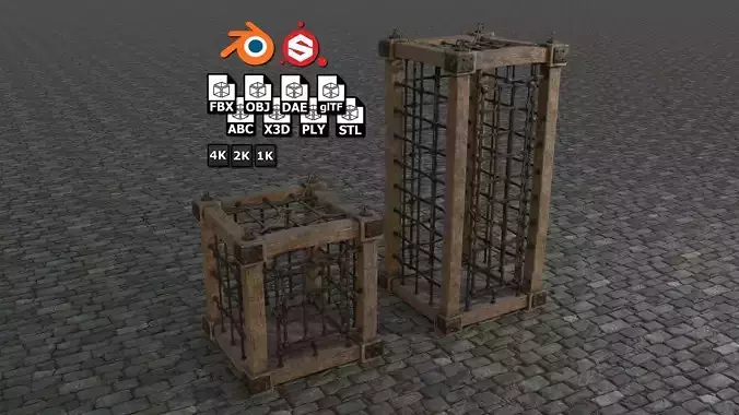 Medieval Cages 1 low-poly PBR  Low-poly 3D model